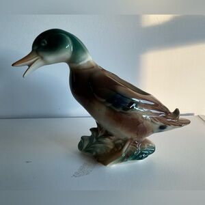 Vintage Mallard Duck Figurine, Royal Copley Ceramic, Home Decor, Cabin Deco
